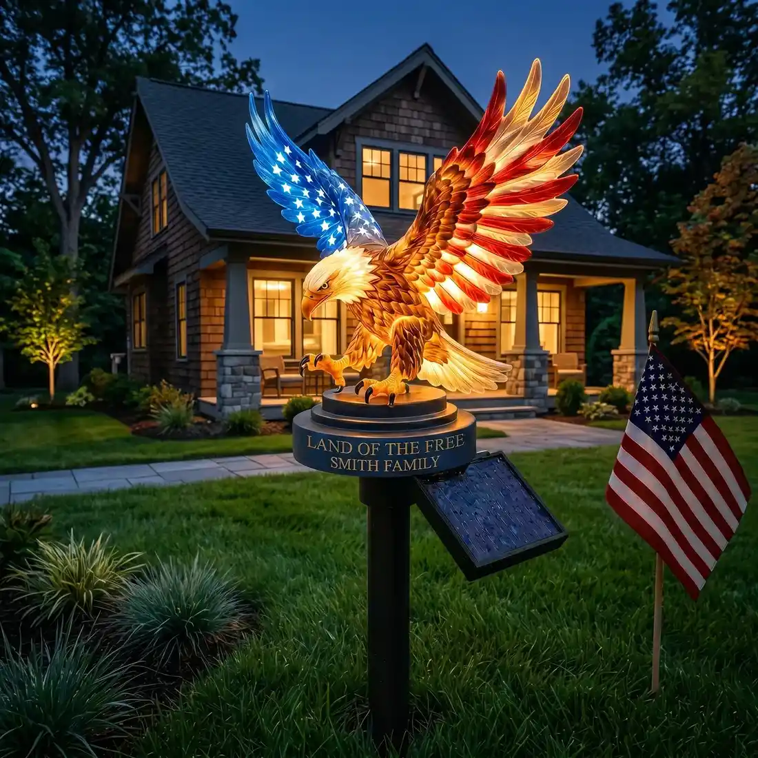 Personalized Solar Eagle Garden Light American Freedom Tribute